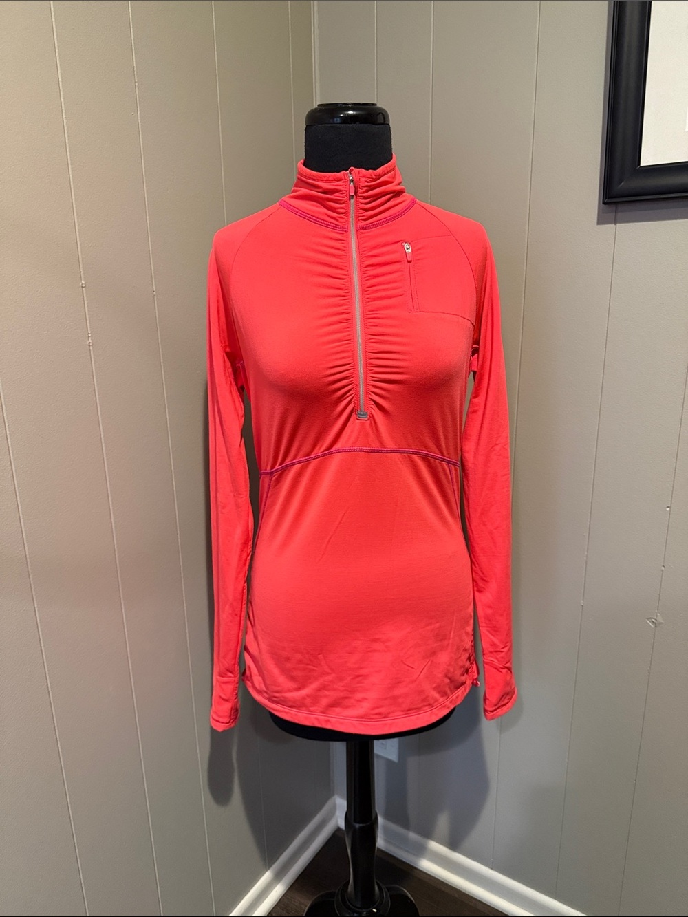 Athleta Women’s Small Hot Pink Quarter-Zip Active Pullover Top Running Active